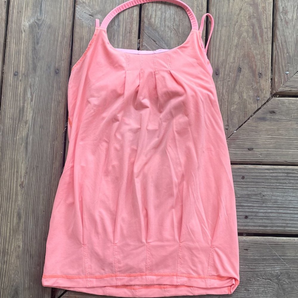 Lululemon Athletica Salmon Pink  Strappy Ruched Tank Top Size 4
